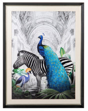 Load image into Gallery viewer, peacock and zebra 
