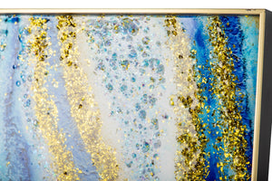 Abstract painting gold particles 