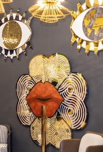 golden face collage decoration