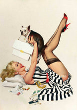 Load image into Gallery viewer, Pin Up Dog Holding Purse
